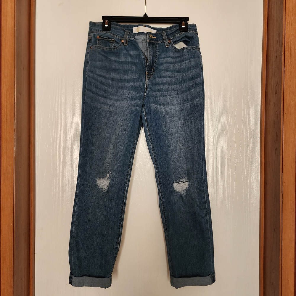 Signature by Levi Strauss Blue Boyfriend Cropped Size 8